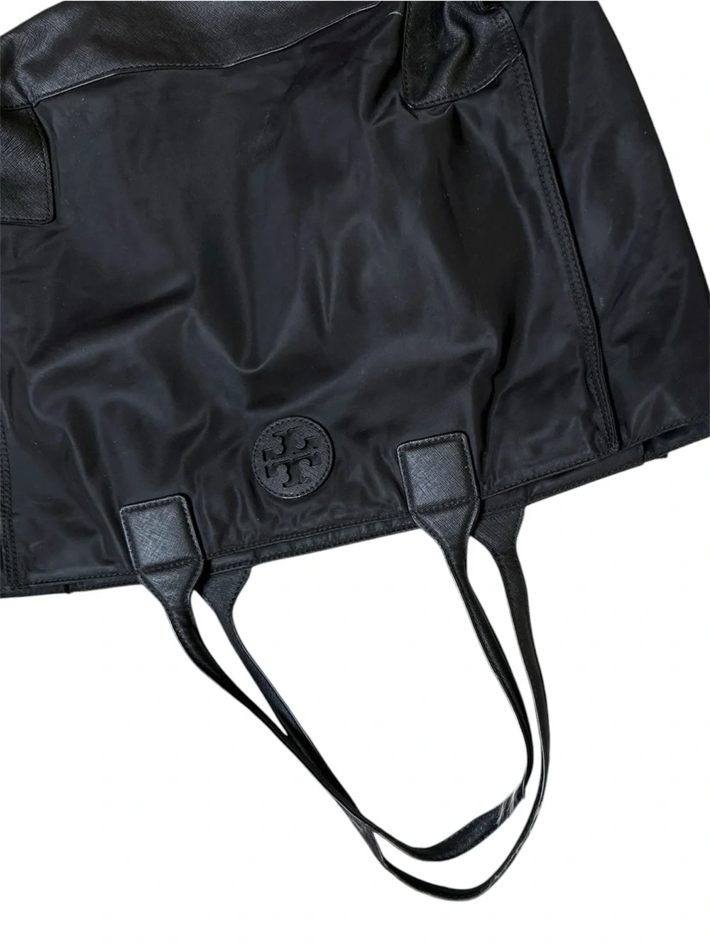 Tory Burch Black Nylon and Leather Tote